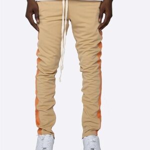 Men's Tan Joggers with Orange Side Stripe